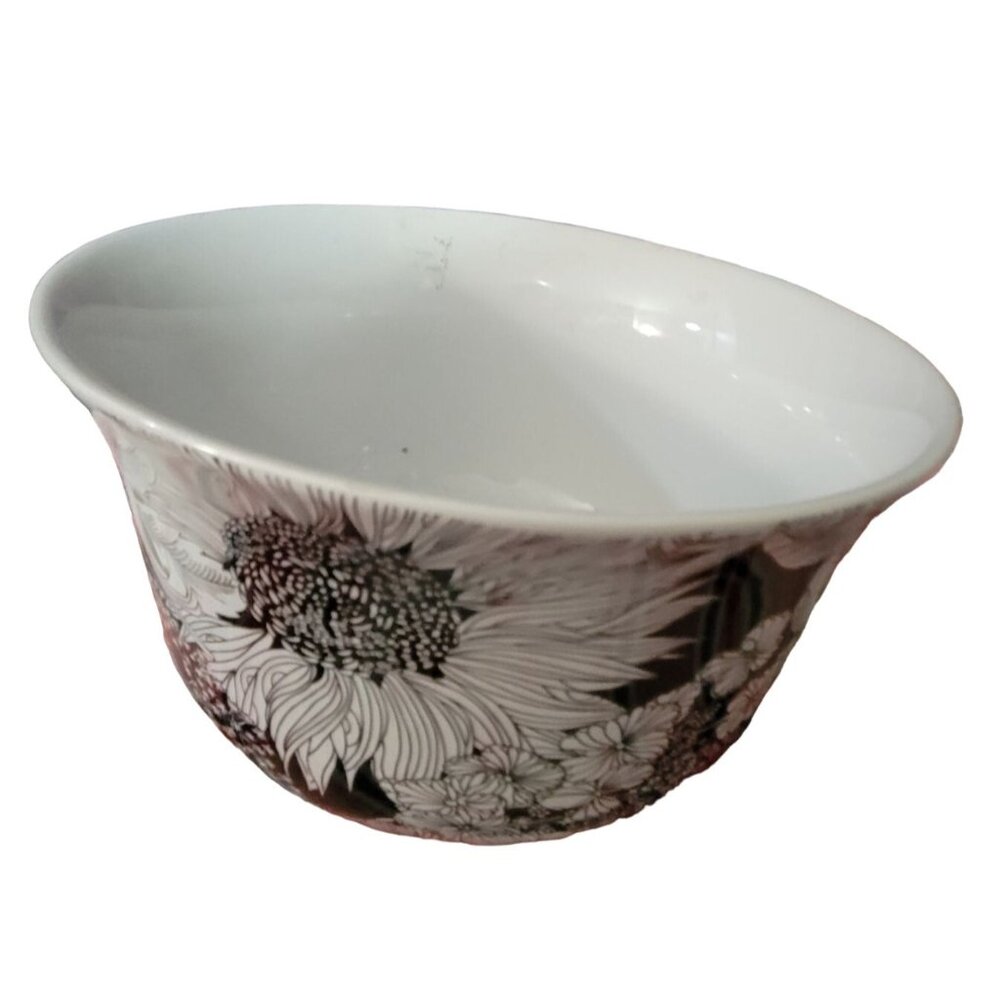 Liberty Of London For Target Black & White Floral Ceramic Bowl 4.5x7 In